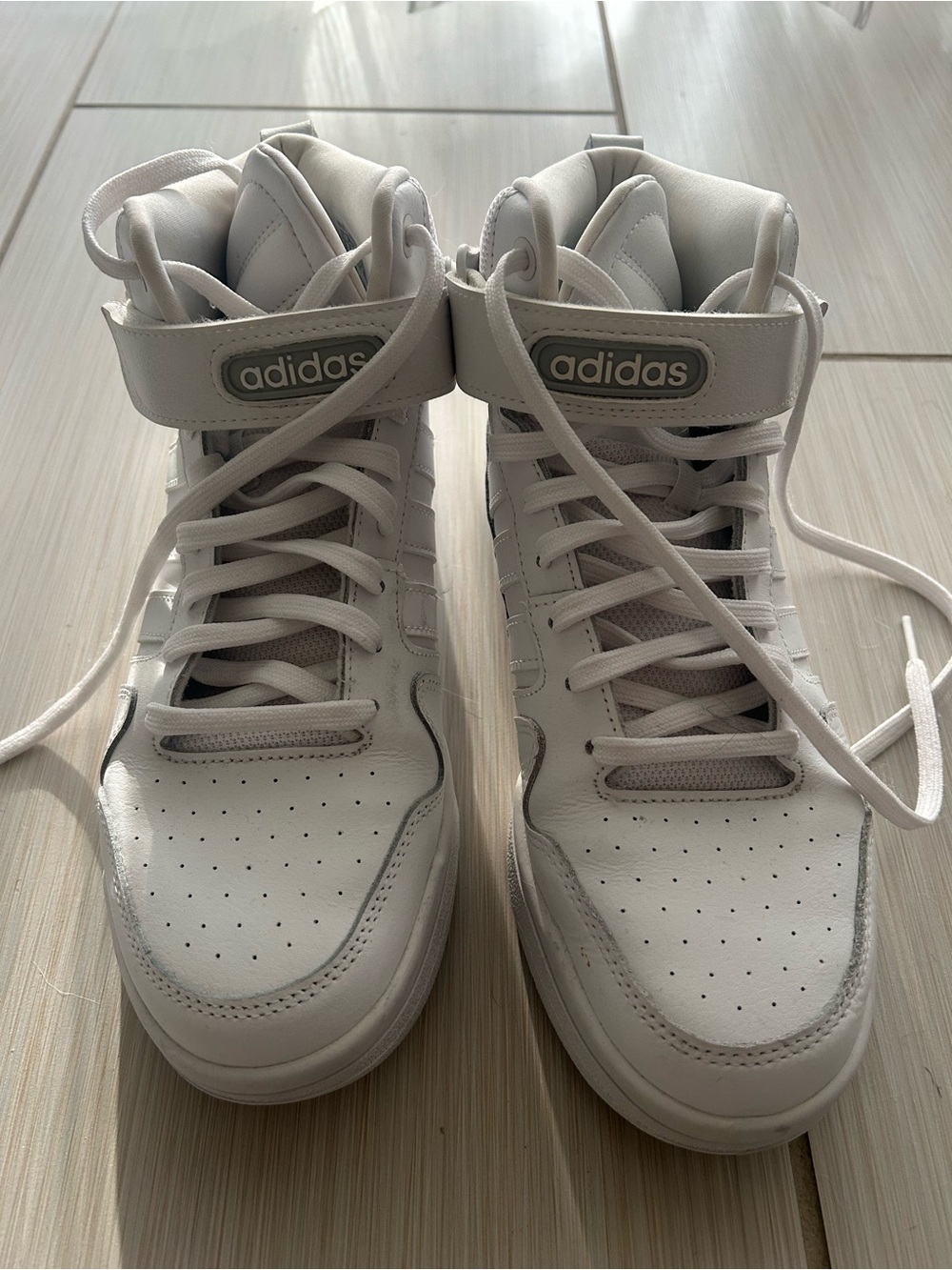 adidas White High-Top Lace-Up Sneakers with Ankle Strap